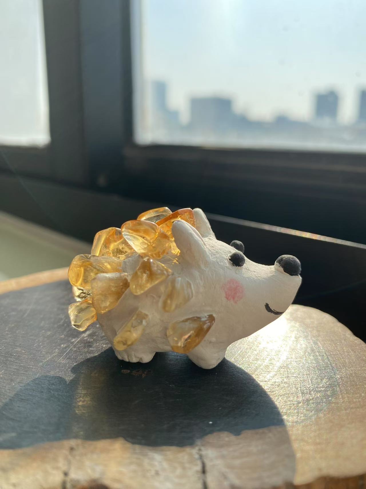 Citrine Stone Plastic Hedgehog