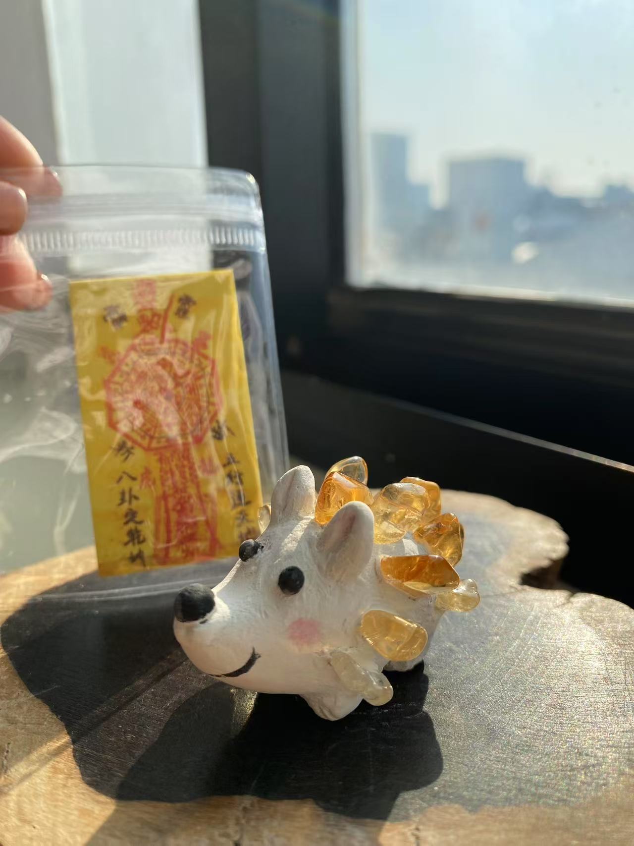 Citrine Stone Plastic Hedgehog