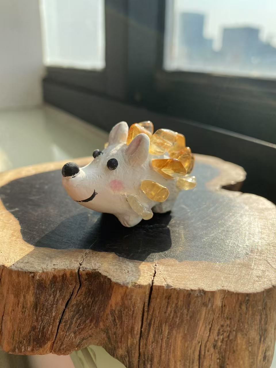 Citrine Stone Plastic Hedgehog