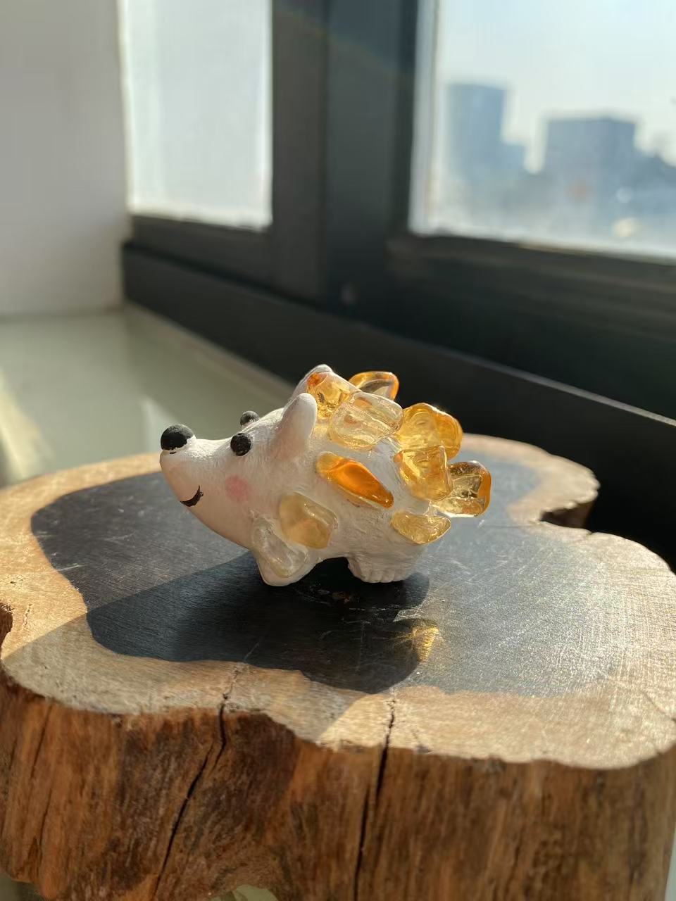 Citrine Stone Plastic Hedgehog