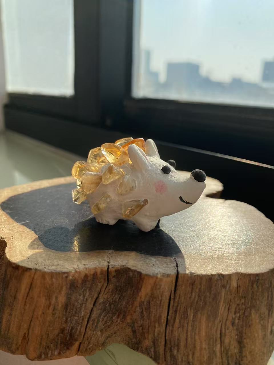 Citrine Stone Plastic Hedgehog
